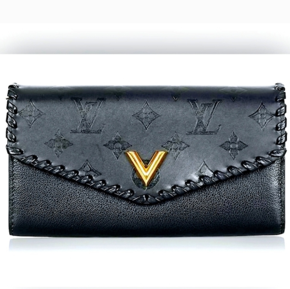 Louis Vuitton Cuir Plume Very Black Long Wallet